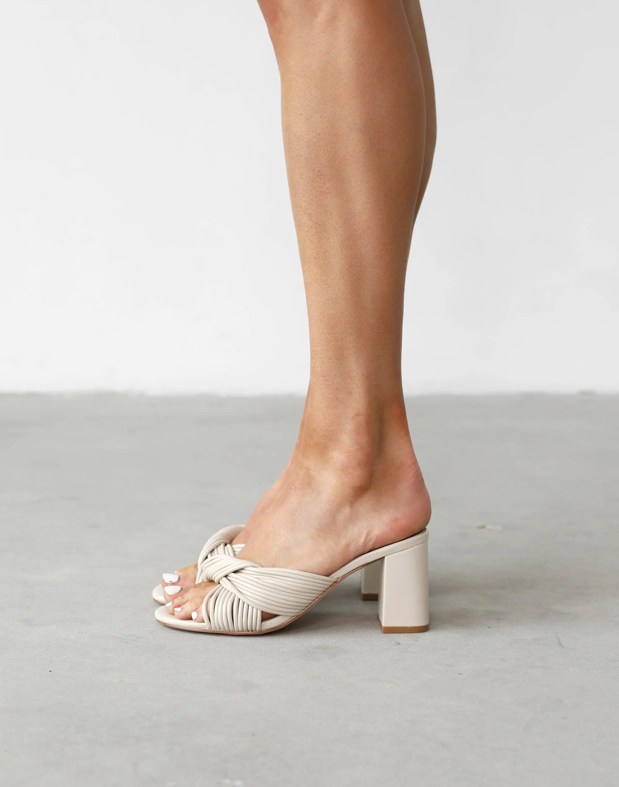 Kaylee Heels (Bone Smooth PU) - By Therapy