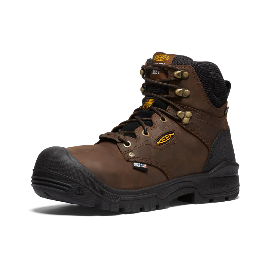 Keen Men’s Independence 6′ Met Guard Carbon Toe Work Boots- Dark Earth/Black