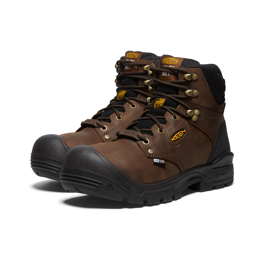 Keen Men’s Independence 6′ Met Guard Carbon Toe Work Boots- Dark Earth/Black