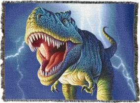 Lightning Rex Dinosaur Tapestry Blanket