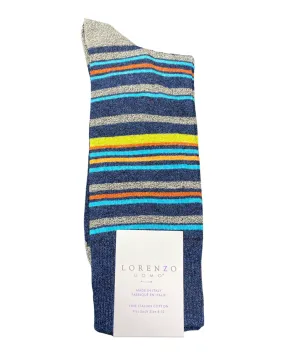 Lorenzo Uomo Socks - Jasper Simple Stripes - Navy