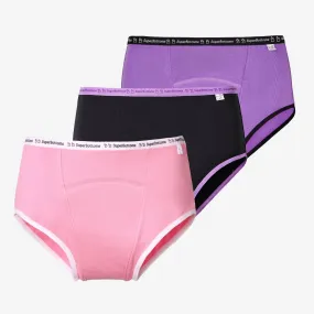 MaxAbsorb Period Underwear Pack of 3 (Pink,Lilac and Black)