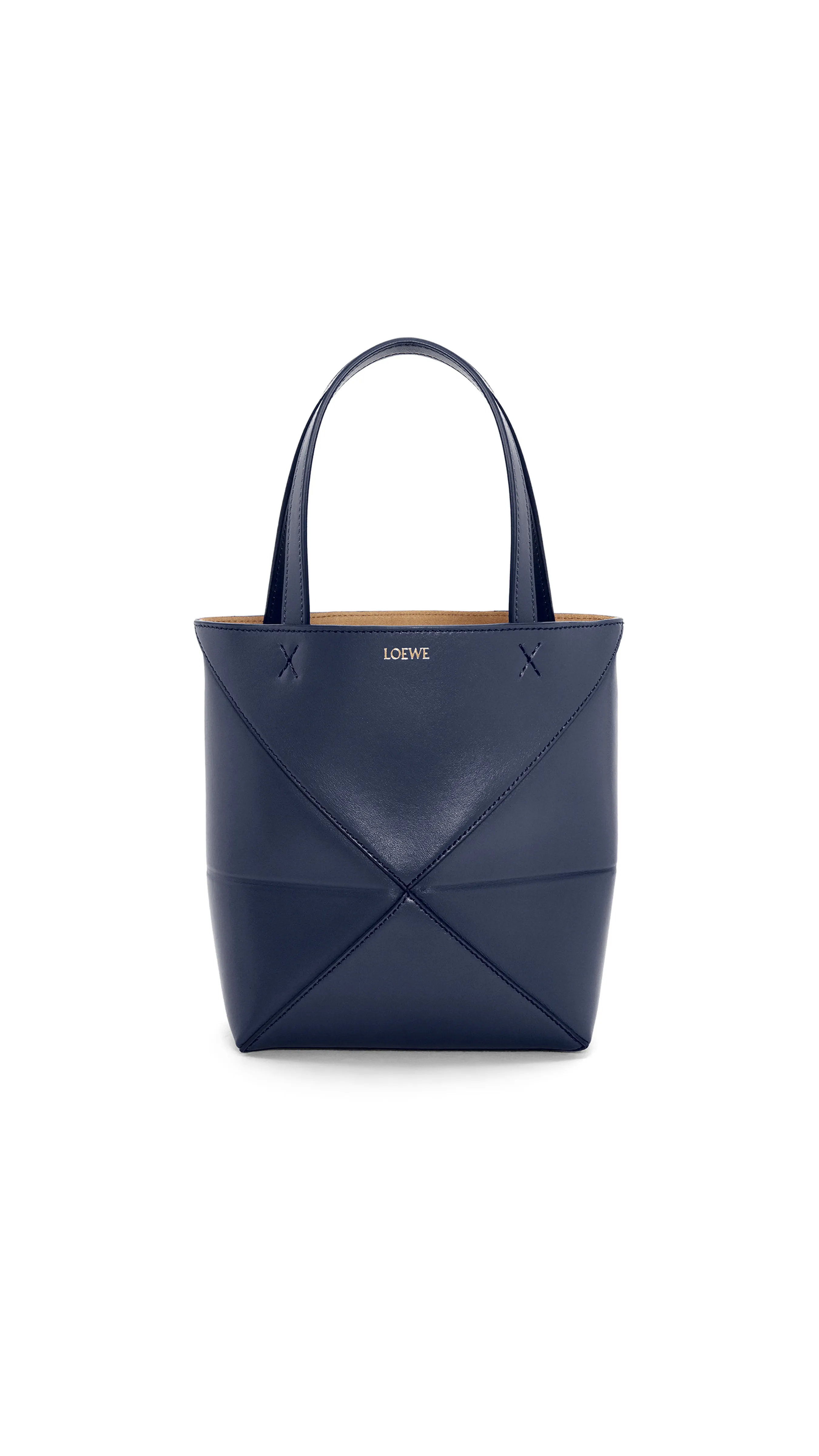 Medium Puzzle Fold Tote In Shiny Calfskin - Blue