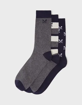 Men's 3 Pack Bamboo Socks - Grey from Crew Clothing Company