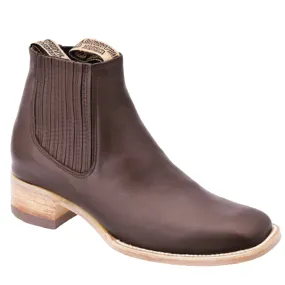 Men's Brown Square Toe Ankle Boots