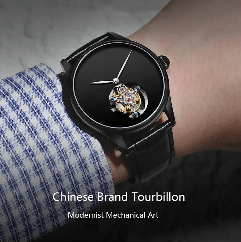 Men's Manual Tourbillon Mechanical Sapphire Skeleton Luxury Wristwatch