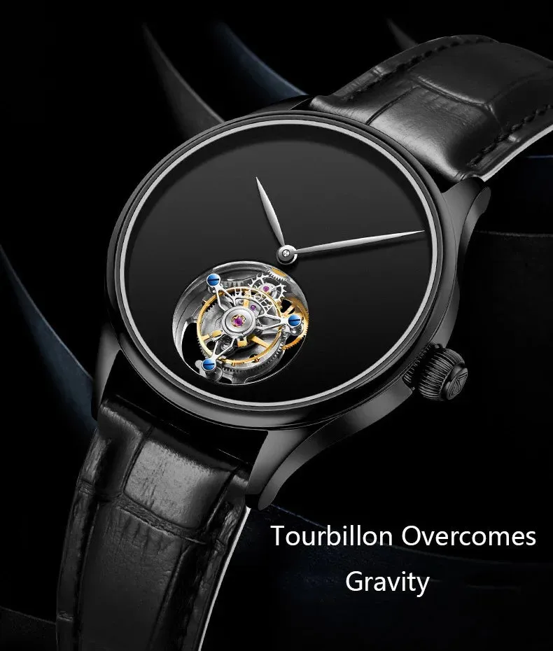 Men's Manual Tourbillon Mechanical Sapphire Skeleton Luxury Wristwatch