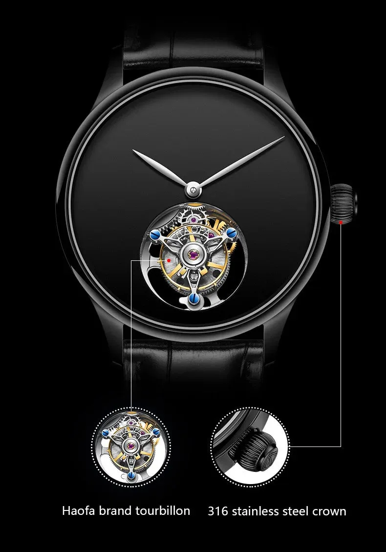 Men's Manual Tourbillon Mechanical Sapphire Skeleton Luxury Wristwatch