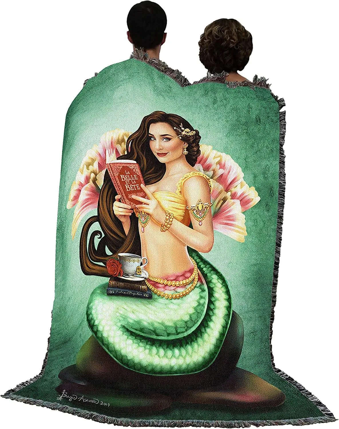 Mermaid Book Lover Tapestry Blanket