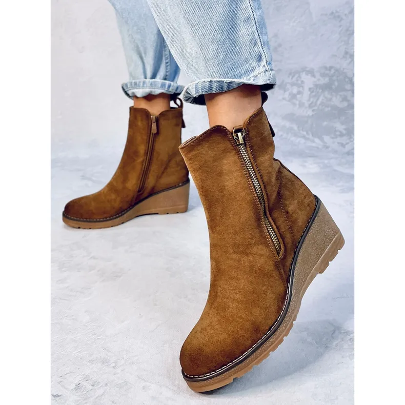 Meyer Khaki wedge boots brown