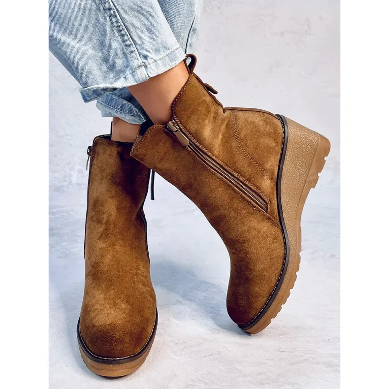 Meyer Khaki wedge boots brown