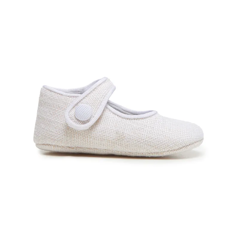 My-First Linen Mary Janes in White