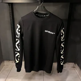 Off White Black Sweatshirt Moon Print on Back - The Nucleus Clothing