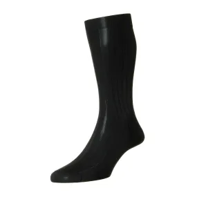 Pantherella Asberley Luxury Silk Socks - Black