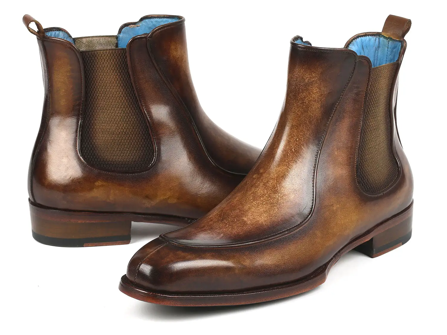 Paul Parkman Men's Brown Handpainted Chelsea Boots Goodyear Welted - BT822BRW