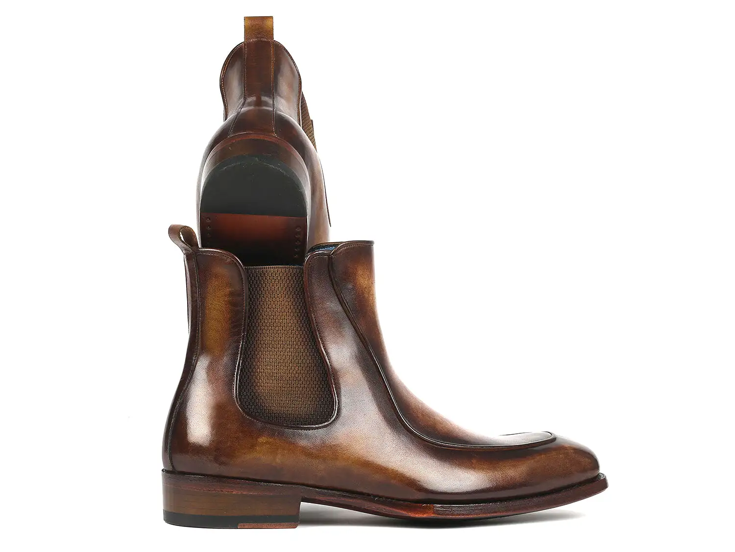 Paul Parkman Men's Brown Handpainted Chelsea Boots Goodyear Welted - BT822BRW