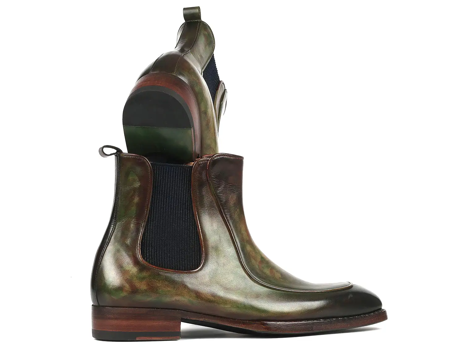 Paul Parkman Men's Green Handpainted Chelsea Boots Goodyear Welted - BT822GRN