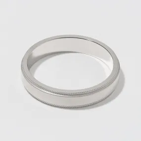 Platinum Flat Milgrain Wedding Band - Matte 4mm