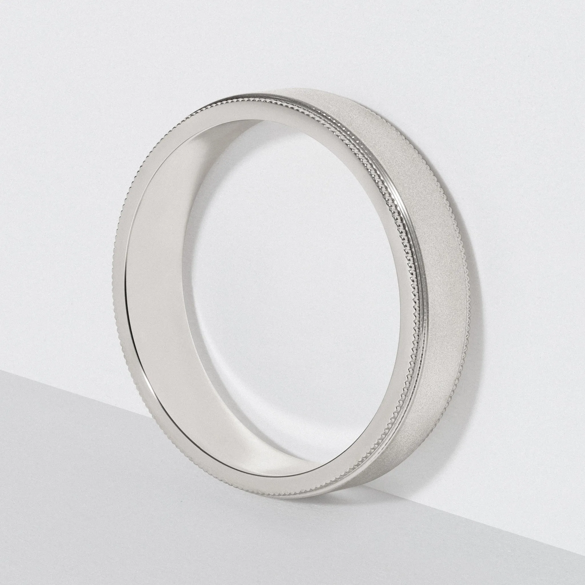 Platinum Flat Milgrain Wedding Band - Matte 5mm