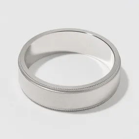 Platinum Flat Milgrain Wedding Band - Matte 6mm