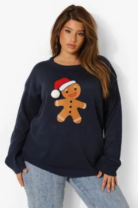 Plus Christmas Gingerbread Knitted Sweater