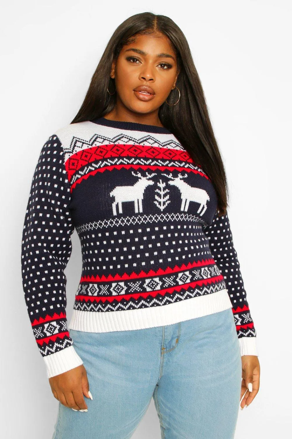 Plus Christmas Reindeer Sweater