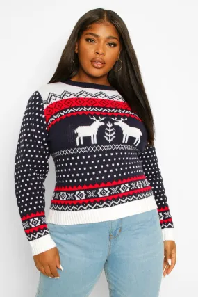 Plus Christmas Reindeer Sweater