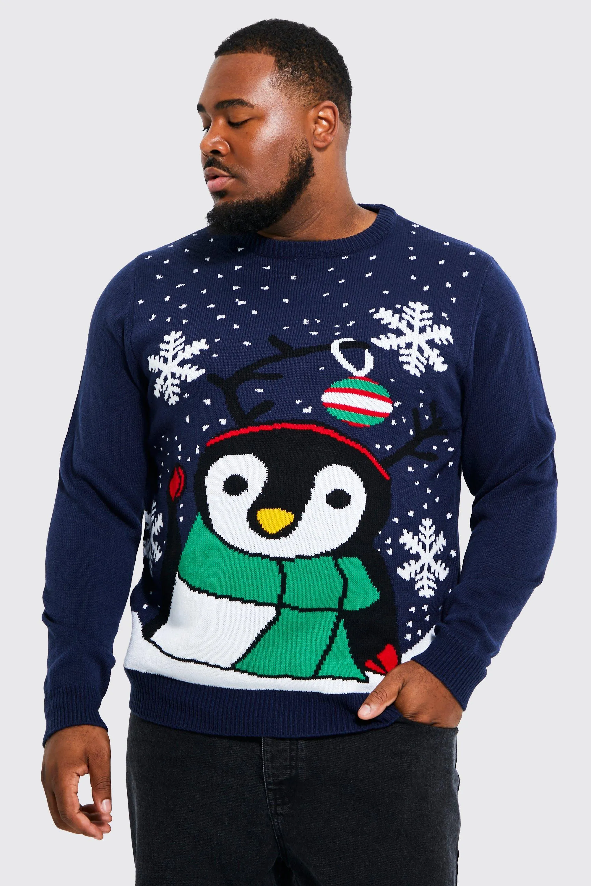 Plus Novelty Penguin Christmas Sweater