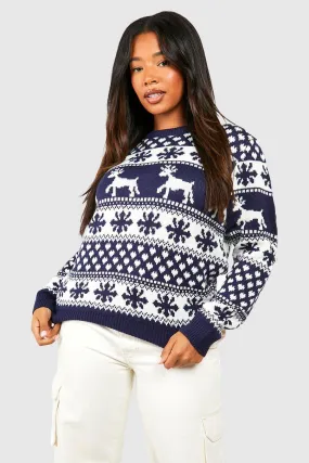 Plus Reindeer And Snowflake Christmas Sweater