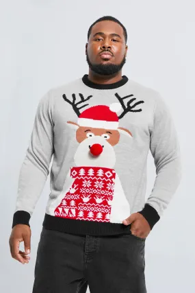 Plus Reindeer Santa Hat Christmas Sweater