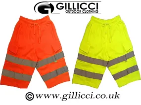 PPE HI HIGH VIZ VIS VISIBILITY WORK REFLECTIVE JOGGER JOGGING FLEECE SHORTS | Gillicci Clothing