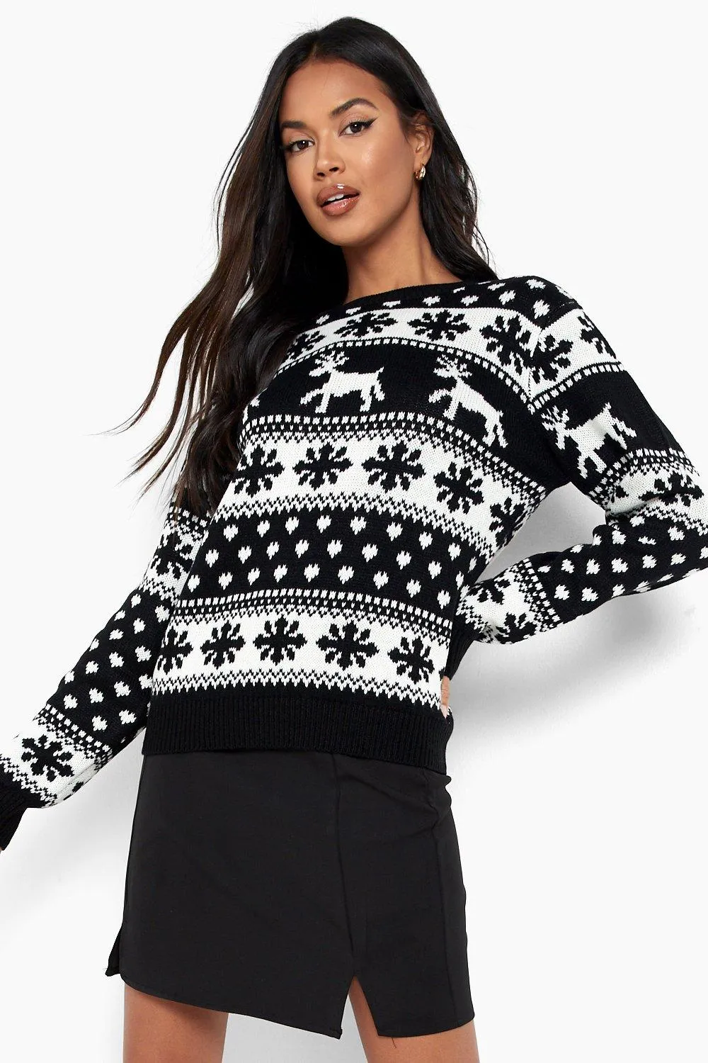 Reindeer & Snowflake Christmas Sweater