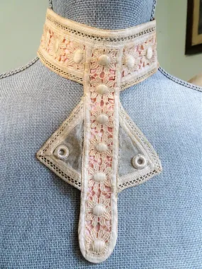 RESERVED GORGEOUS Victorian French High Neck Collar, Victorian Edwardian Lace, Heirloom Sewing,Collectible Vintage Clothing ,Col