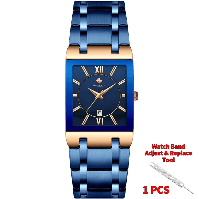 Stainless Steel Waterproof Automatic Date Luxury Gold Black Watch