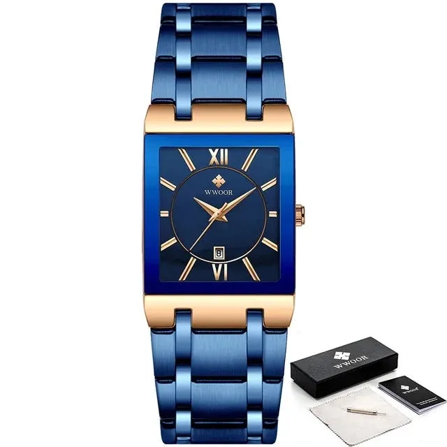 Stainless Steel Waterproof Automatic Date Luxury Gold Black Watch