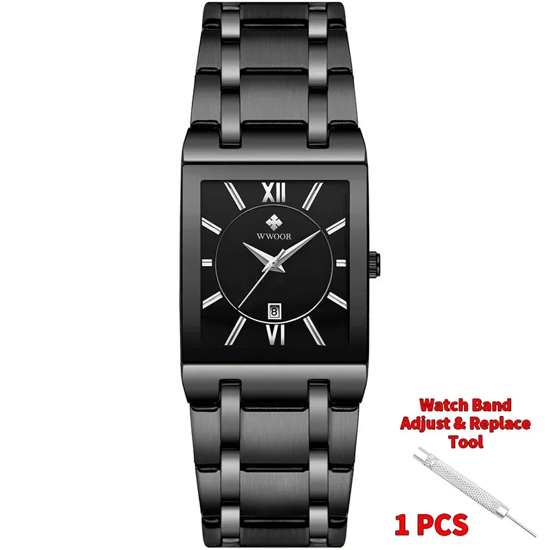 Stainless Steel Waterproof Automatic Date Luxury Gold Black Watch