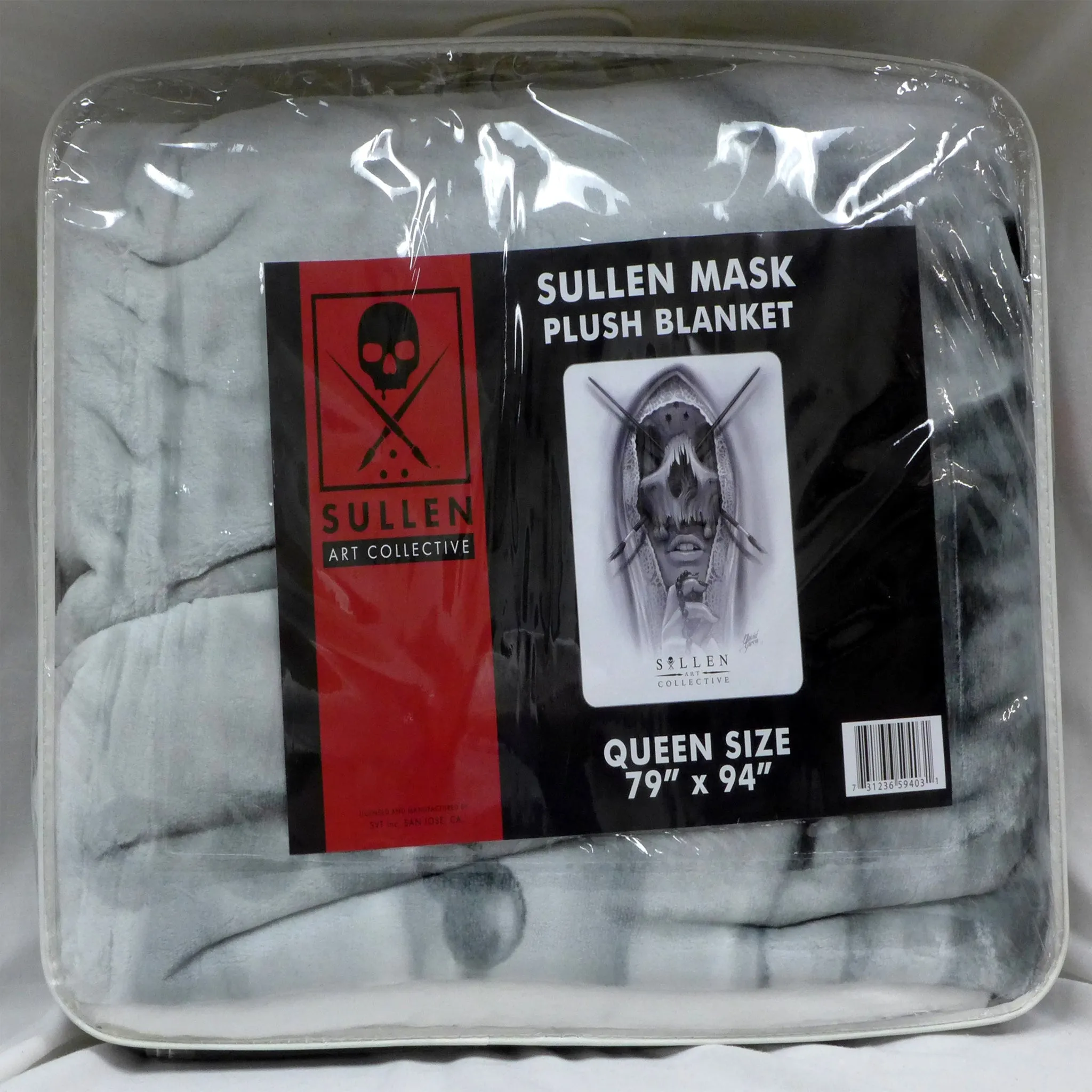 Sullen Mask White Queen Blanket