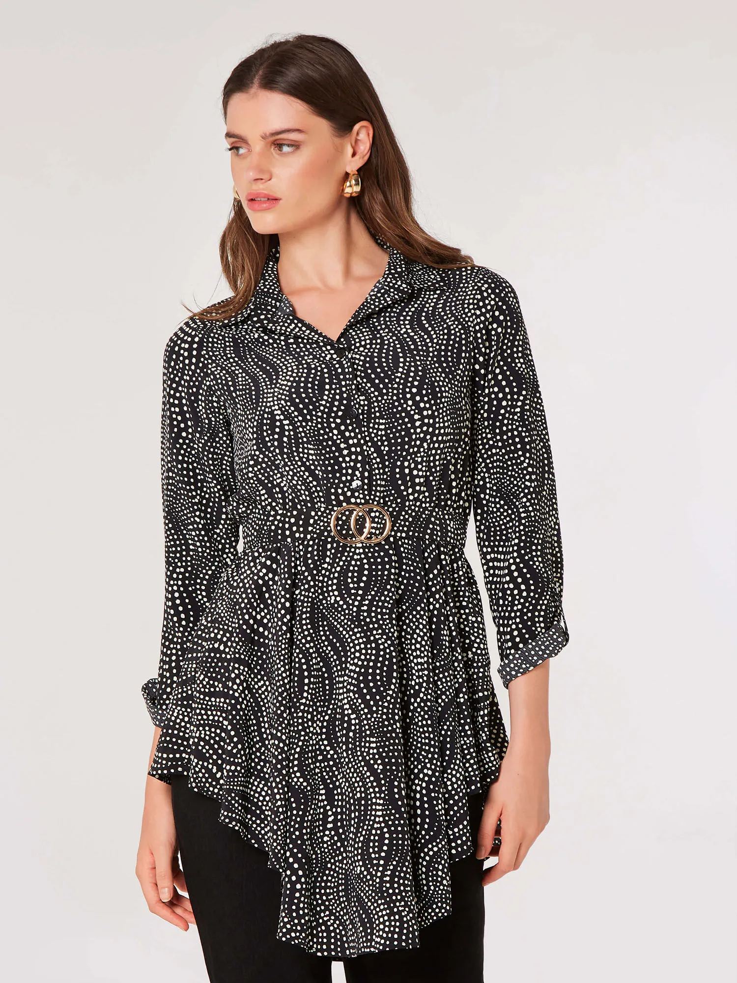 Swirl Spot Shirt Mini Dress | Apricot Clothing