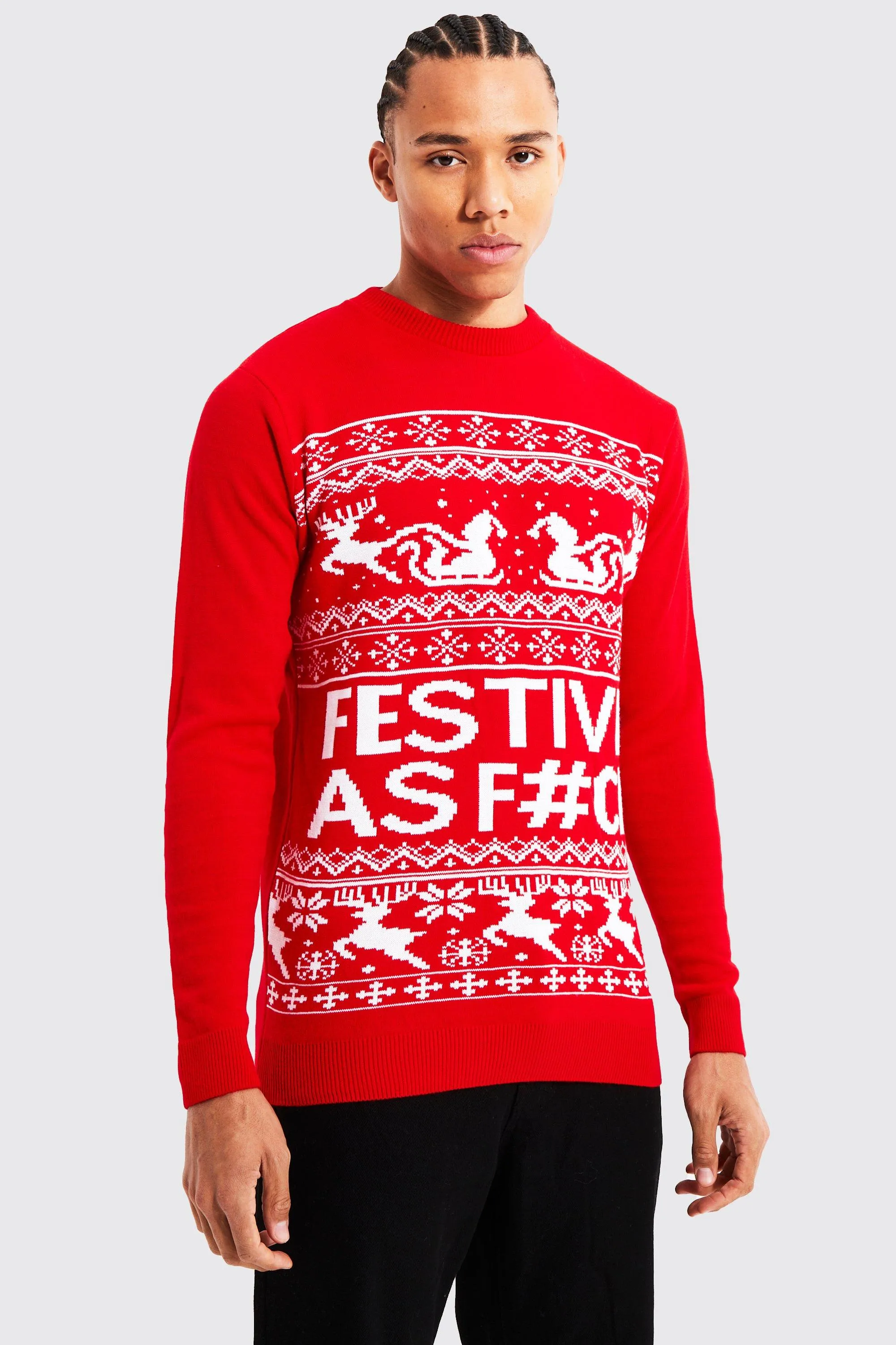 Tall Festive Slogan Christmas Sweater