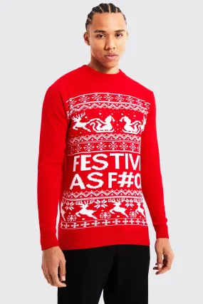 Tall Festive Slogan Christmas Sweater