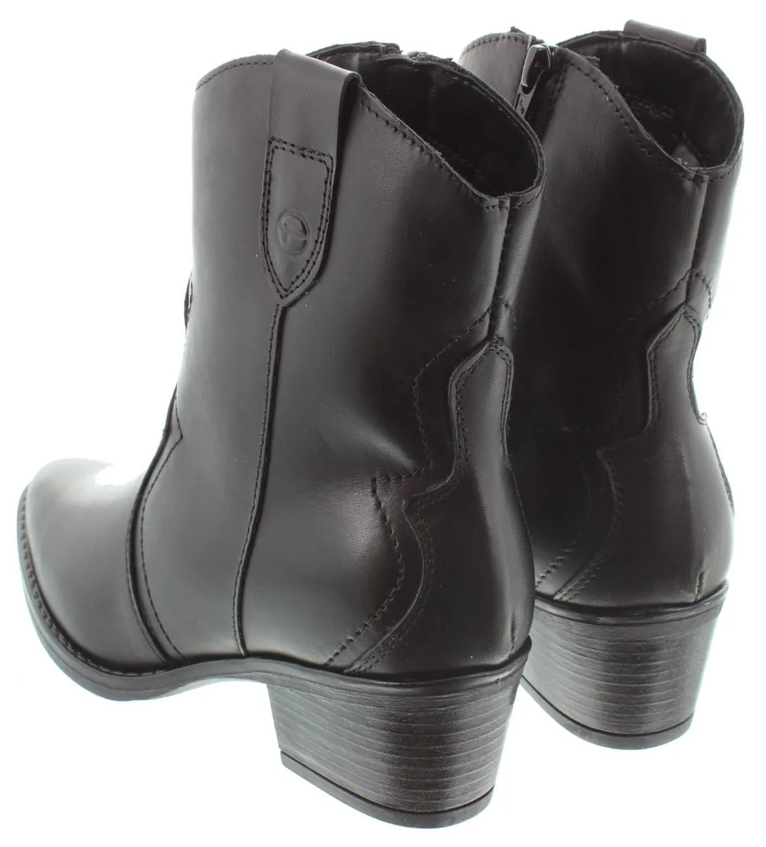 TAMARIS Ladies 25702 Western Ankle Boots In Black