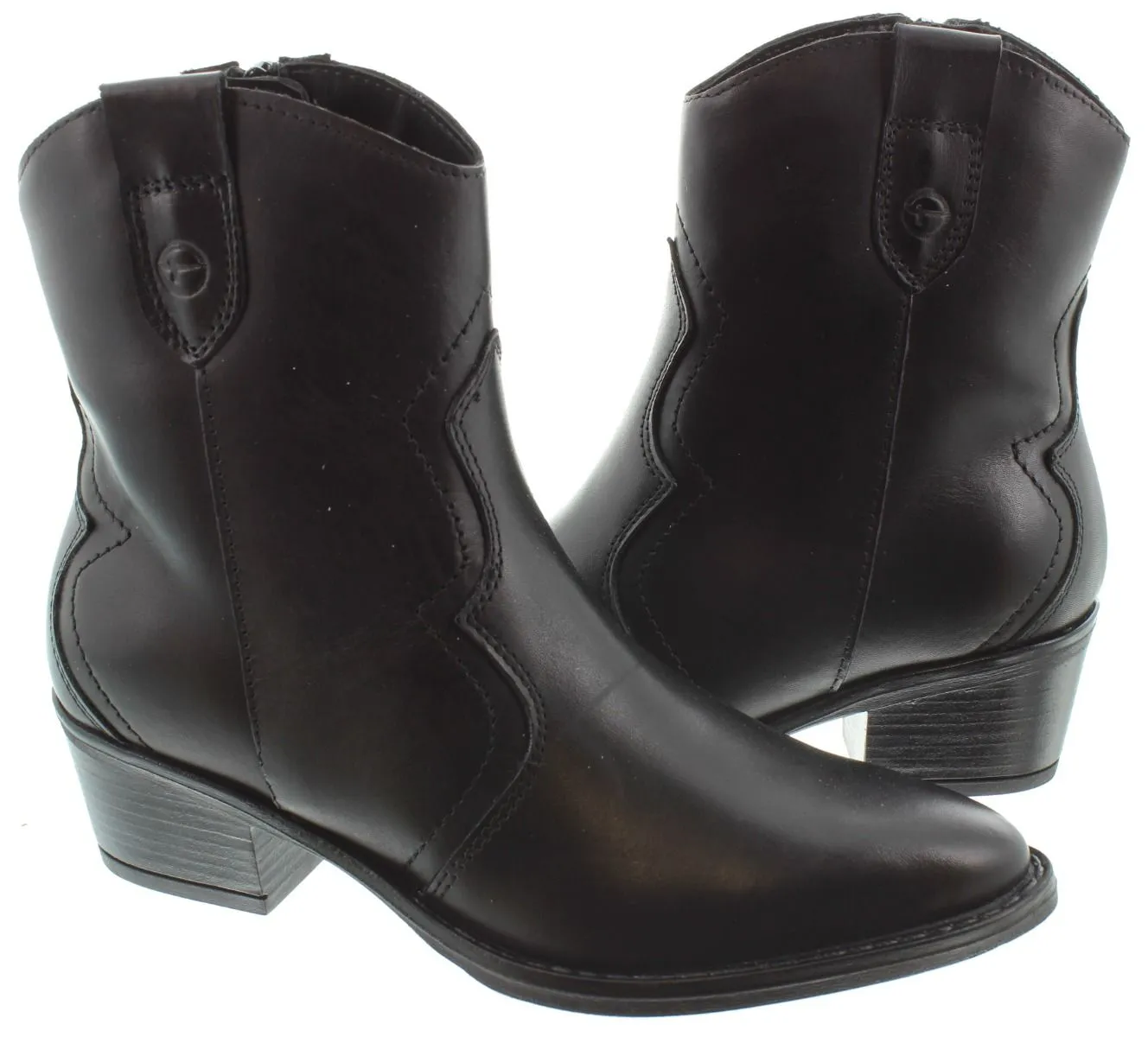 TAMARIS Ladies 25702 Western Ankle Boots In Black