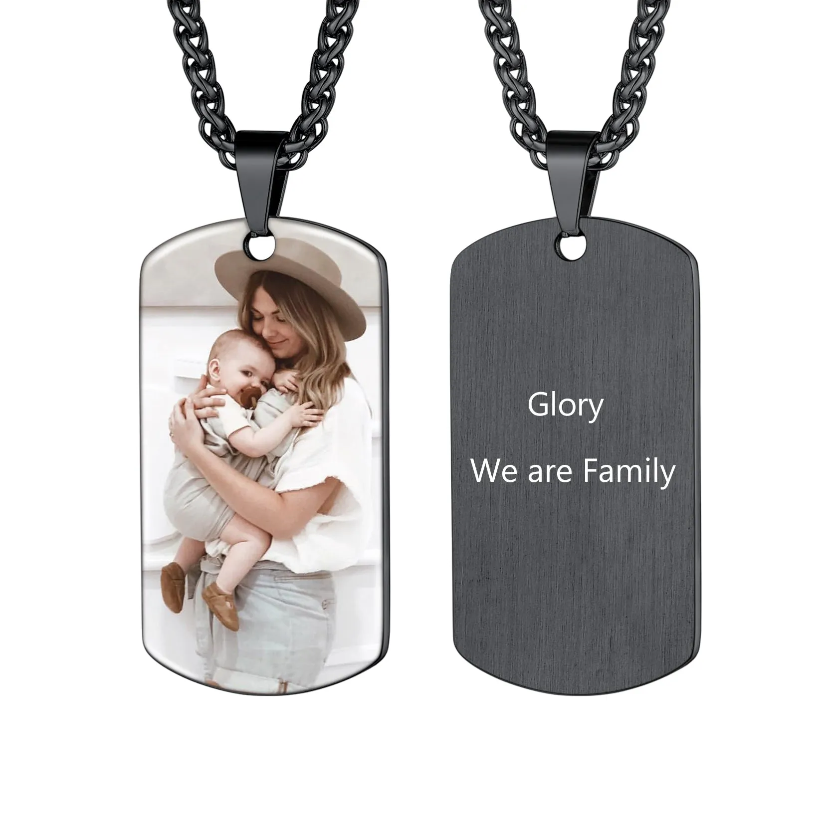 U7 Jewelry Personalized 18KGB Dog Tag Pendant Text Photo Engraved Necklace