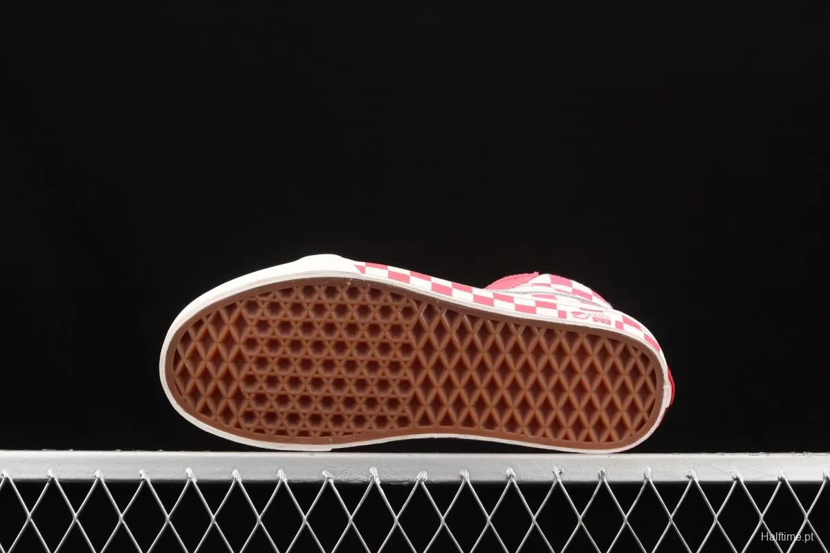 Vans Sk8-Hi Anaheim Pink White Chess Lattice Leisure Board shoes VN0A38GF2U9