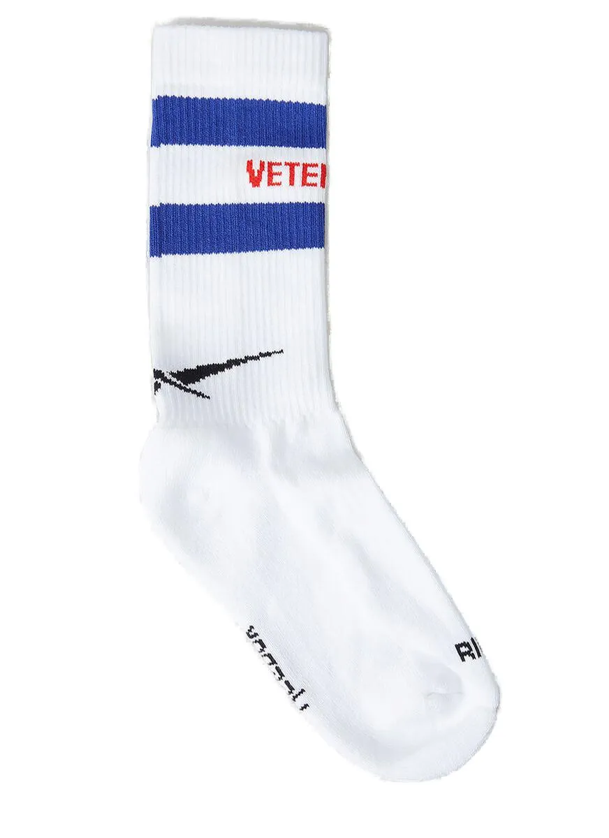 Vetements X Reebok Logo Intarsia Ribbed Socks