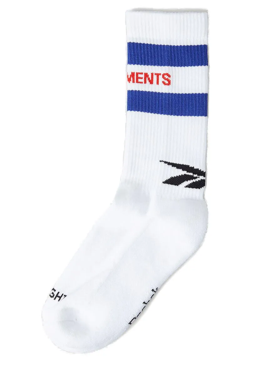 Vetements X Reebok Logo Intarsia Ribbed Socks