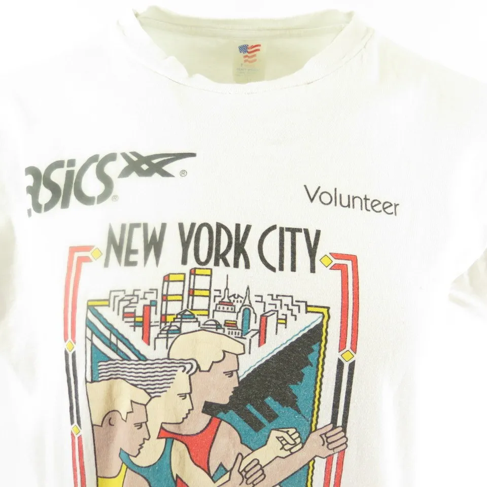 Vintage 90s New York City Marathon T-Shirt L Asics 1991 The Clothing Vault