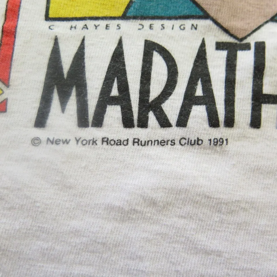 Vintage 90s New York City Marathon T-Shirt L Asics 1991 The Clothing Vault