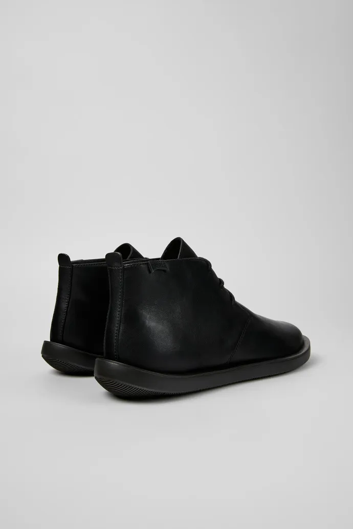 Wagon Black Leather Desert Boot for Men