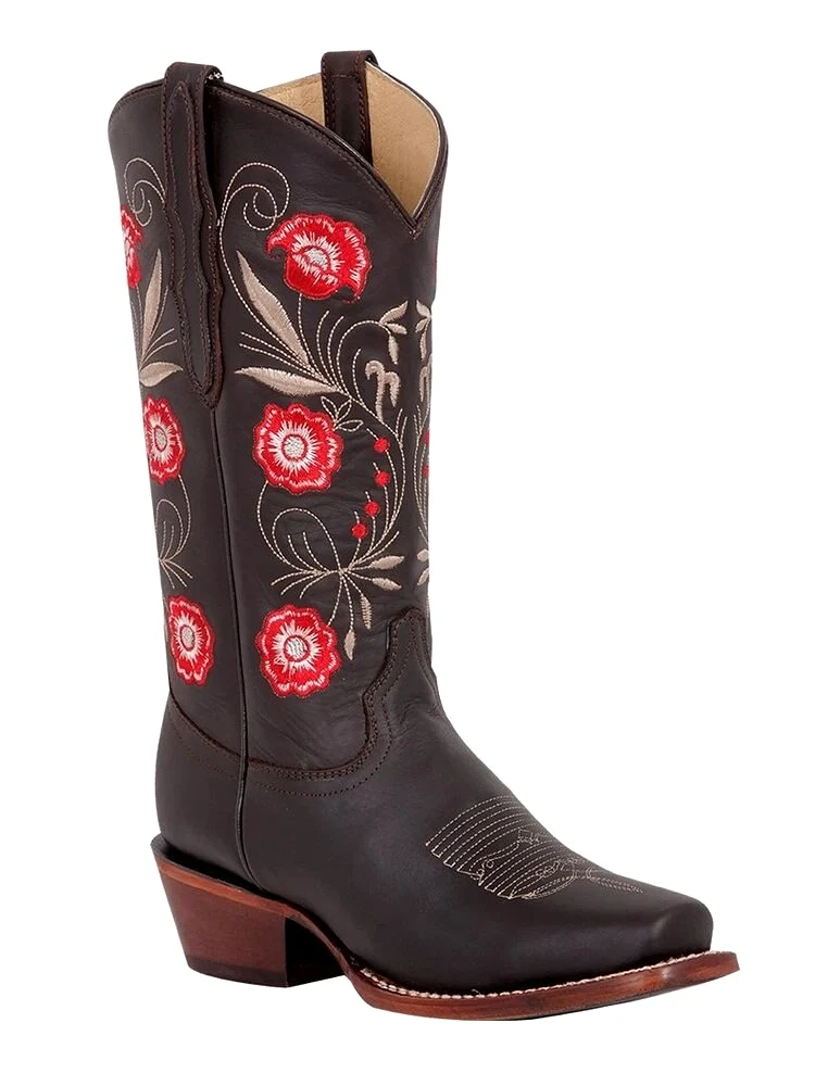 Western Cowgirl Boots Lady High Top Skull Pattern  Boot 2023 British PU Women's Fashion Work Boots